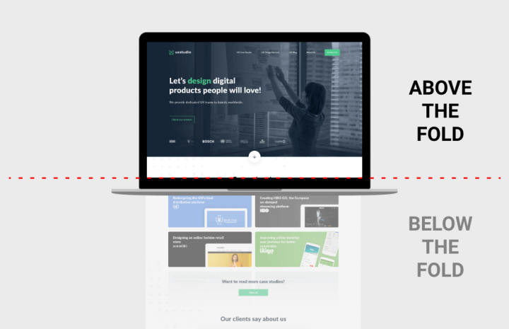 Above-the-fold landing page design element