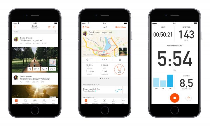 Self tracking app clear layout example: Strava